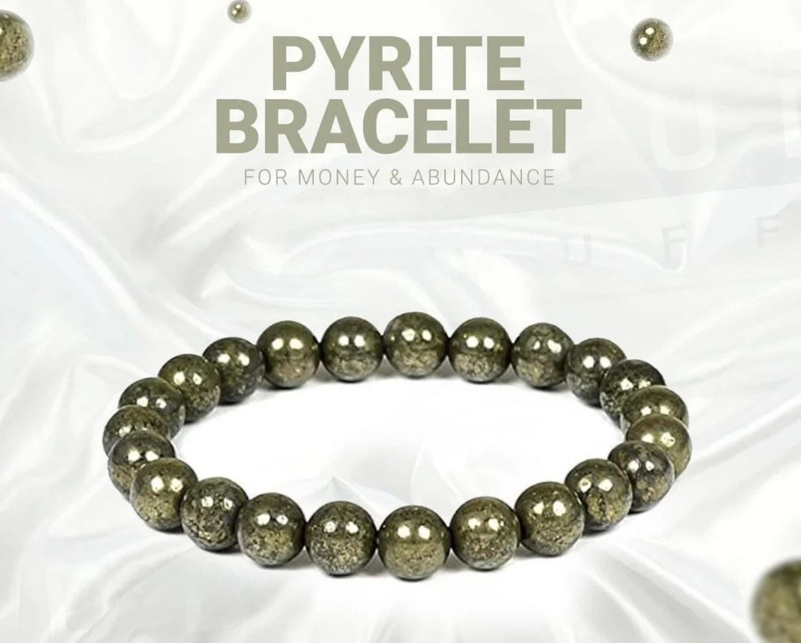 Pyrite Gemstone Bracelet 6mm soothing bracelet crystal healing energy stone bracelet for Women & Men Adjustable Protective Bracelet