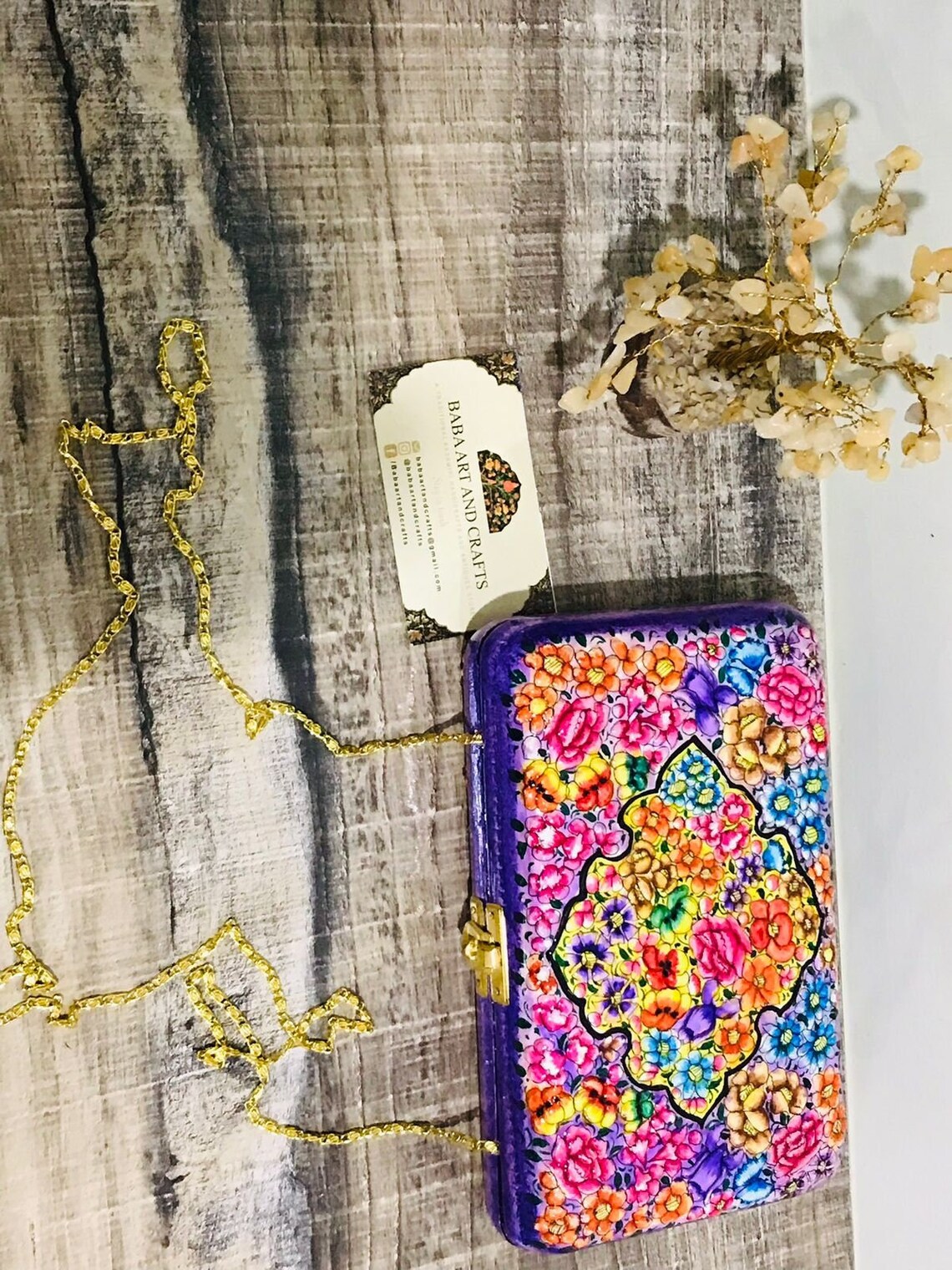 Boho Wallets., Luxury bags, Clutches with hand painted paper mache art, Papier mache clutches from Kashmir