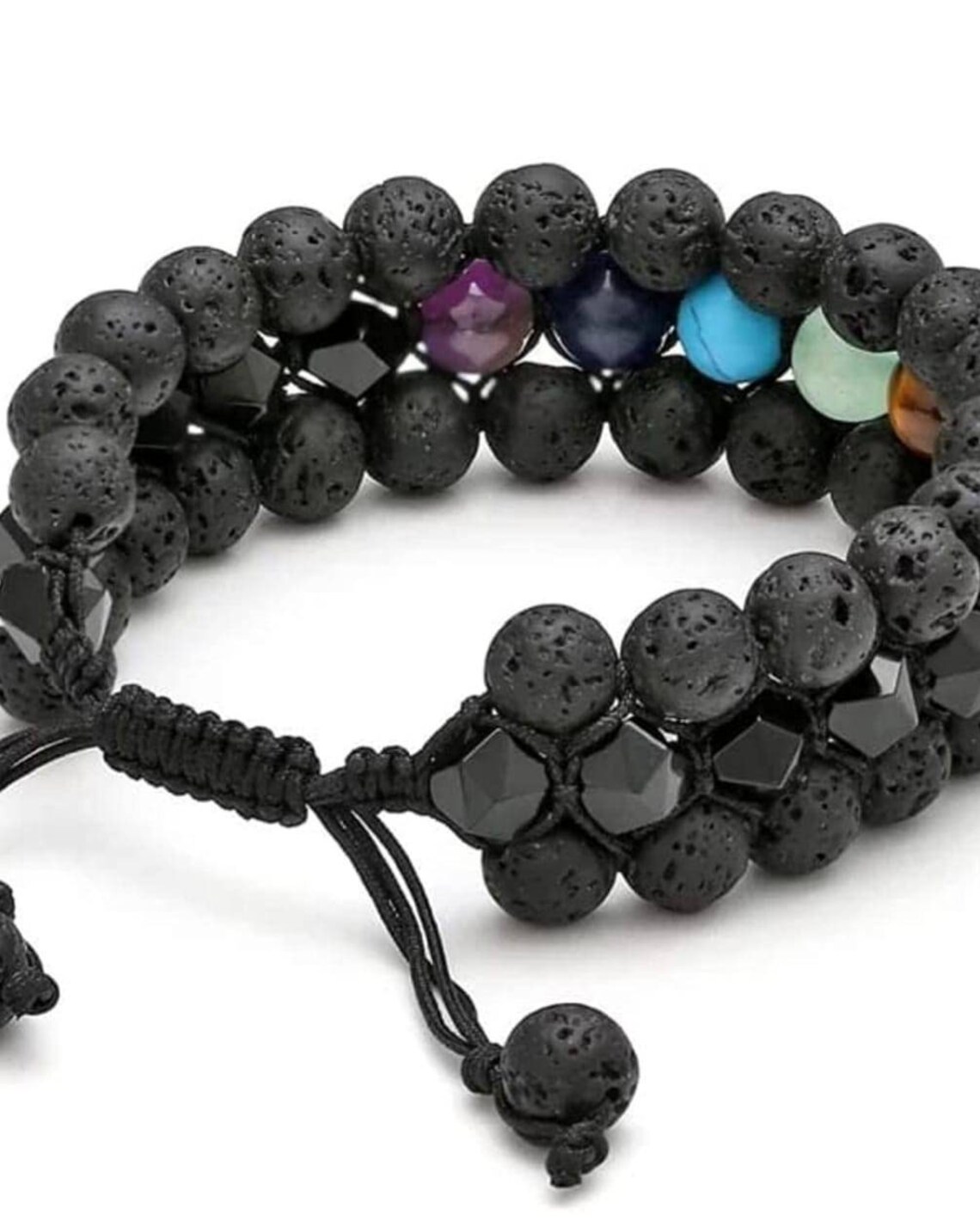 Men's Triple Chakra Bracelet with 7 Stones for Balance and Style