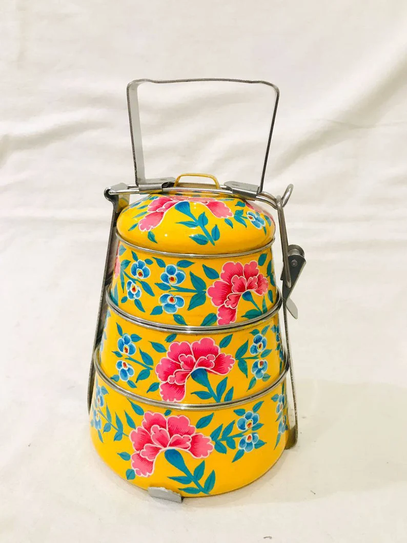 Hand Painted Indian Tiffin Lunchbox With Pretty Paisley Design, Enamel  Lunchbox, Eco Lunchbox, Stainless Steel Lunchbox, Traditional Tiffin 