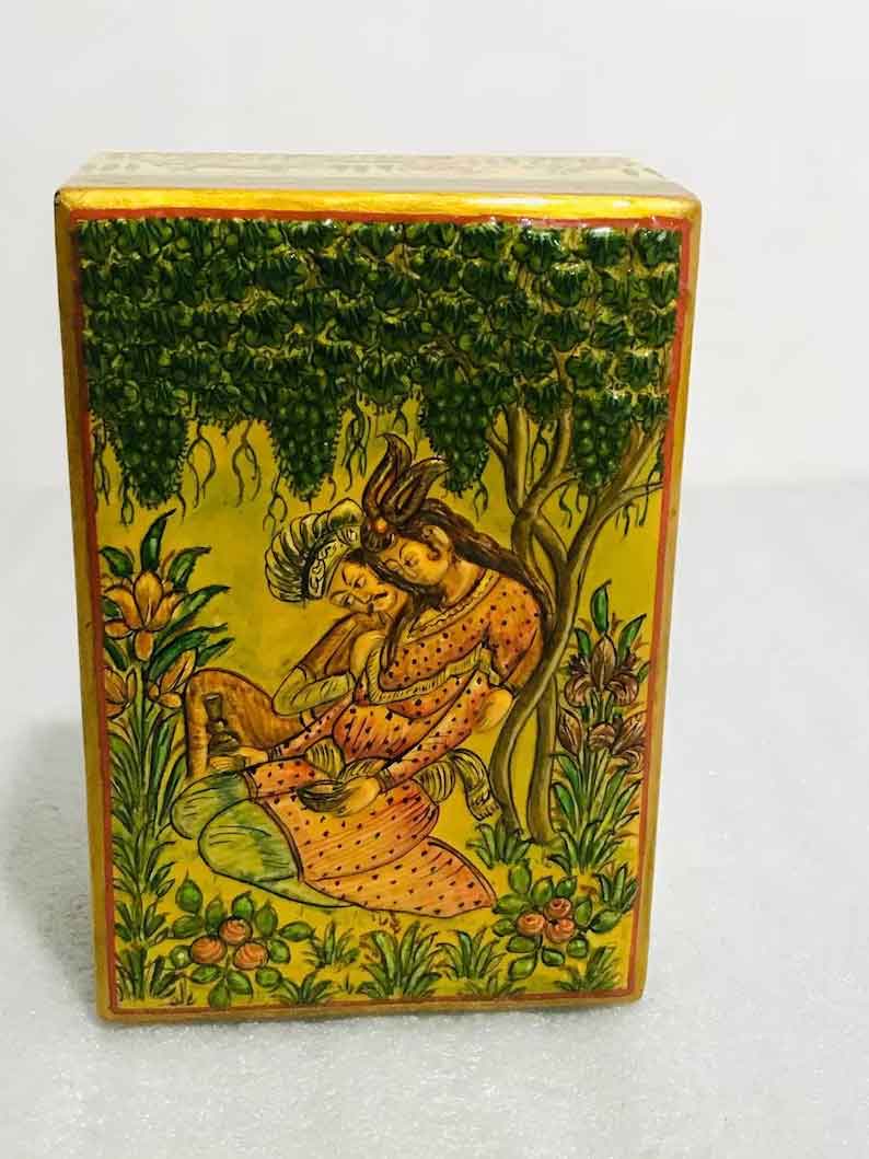 Hand painted paper mache box, kashmiri paper mache box