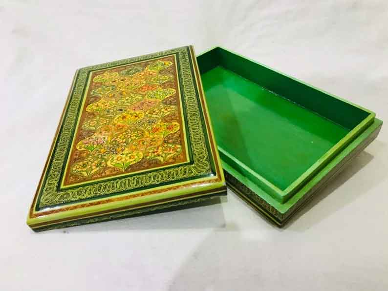Paper Mache Box,Vintage paper mache Box,Pure Gold work,antique paper mache box kashmir,hand painted jewellery box,1970's made in India