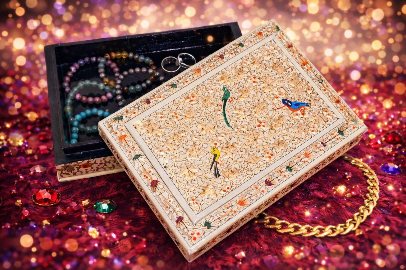 Handmade Paper Mache Box with Floral Motifs - Valentine's Day Gift from ...