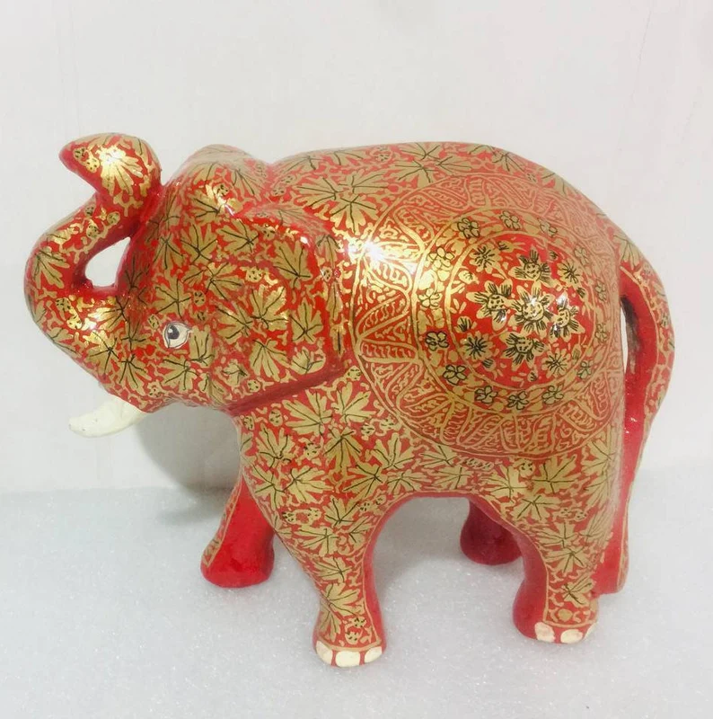 Paper mache,paper mache animal sculpture,Handmade elephant,hand painted elephant staute,paper mache elephant,Handmade Elephant figurine gift