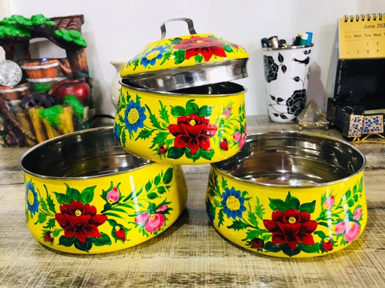 Tiffin Lunch Box - Folk Art Enamelware – BOUDIKAA