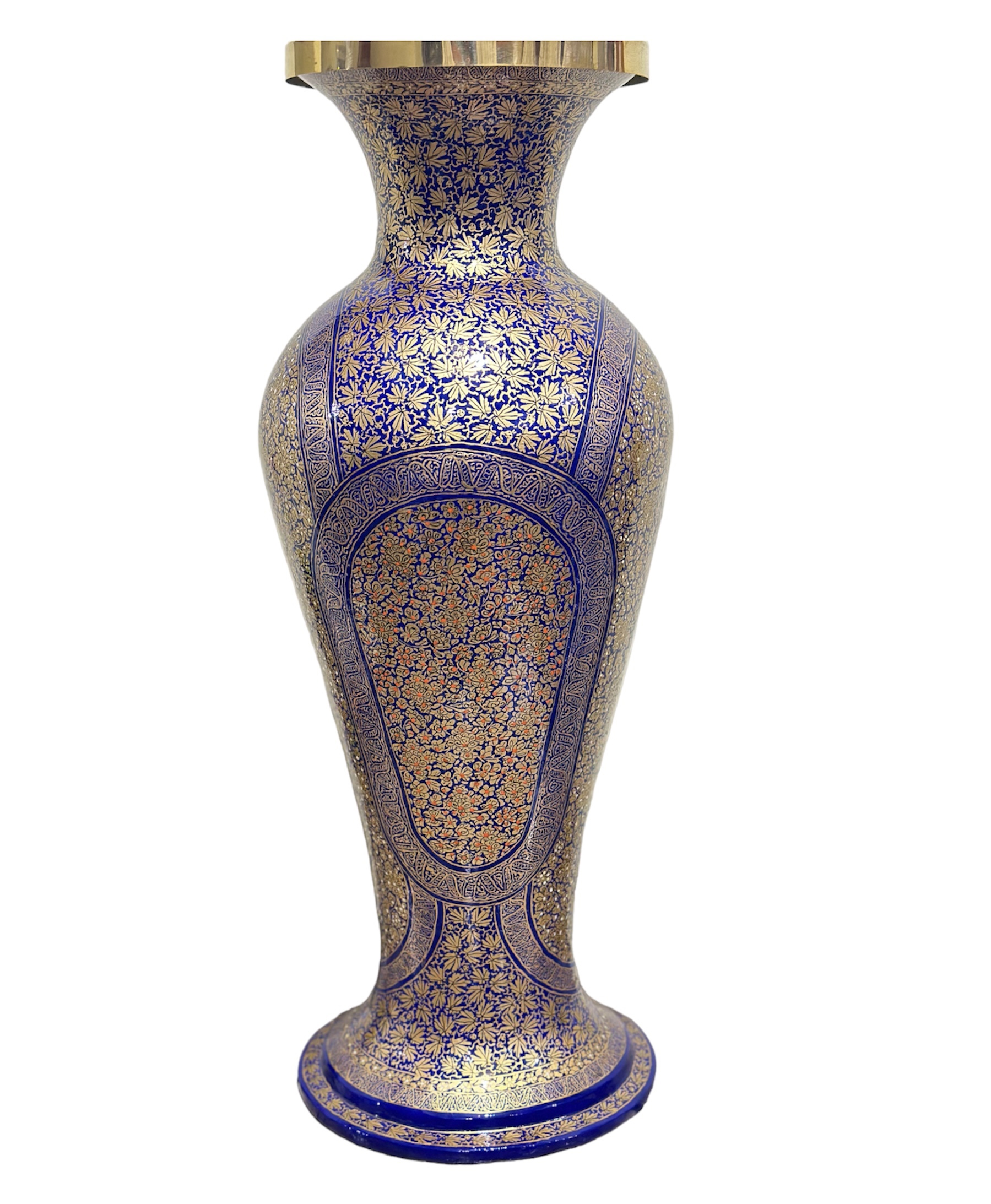 Hand Painted Flower Vase . Brass flower vase from Kashmir