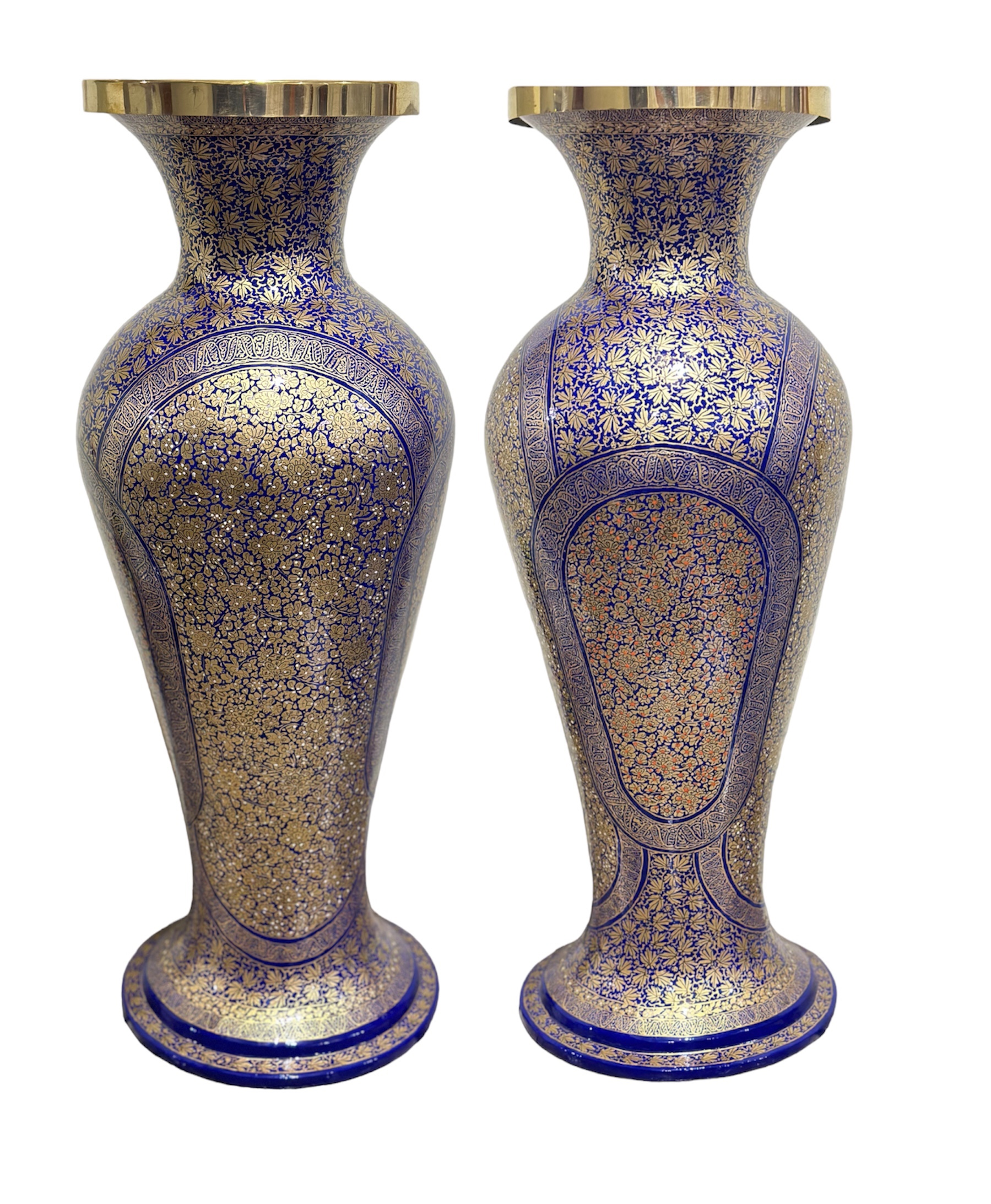 Hand Painted Flower Vase . Brass flower vase from Kashmir