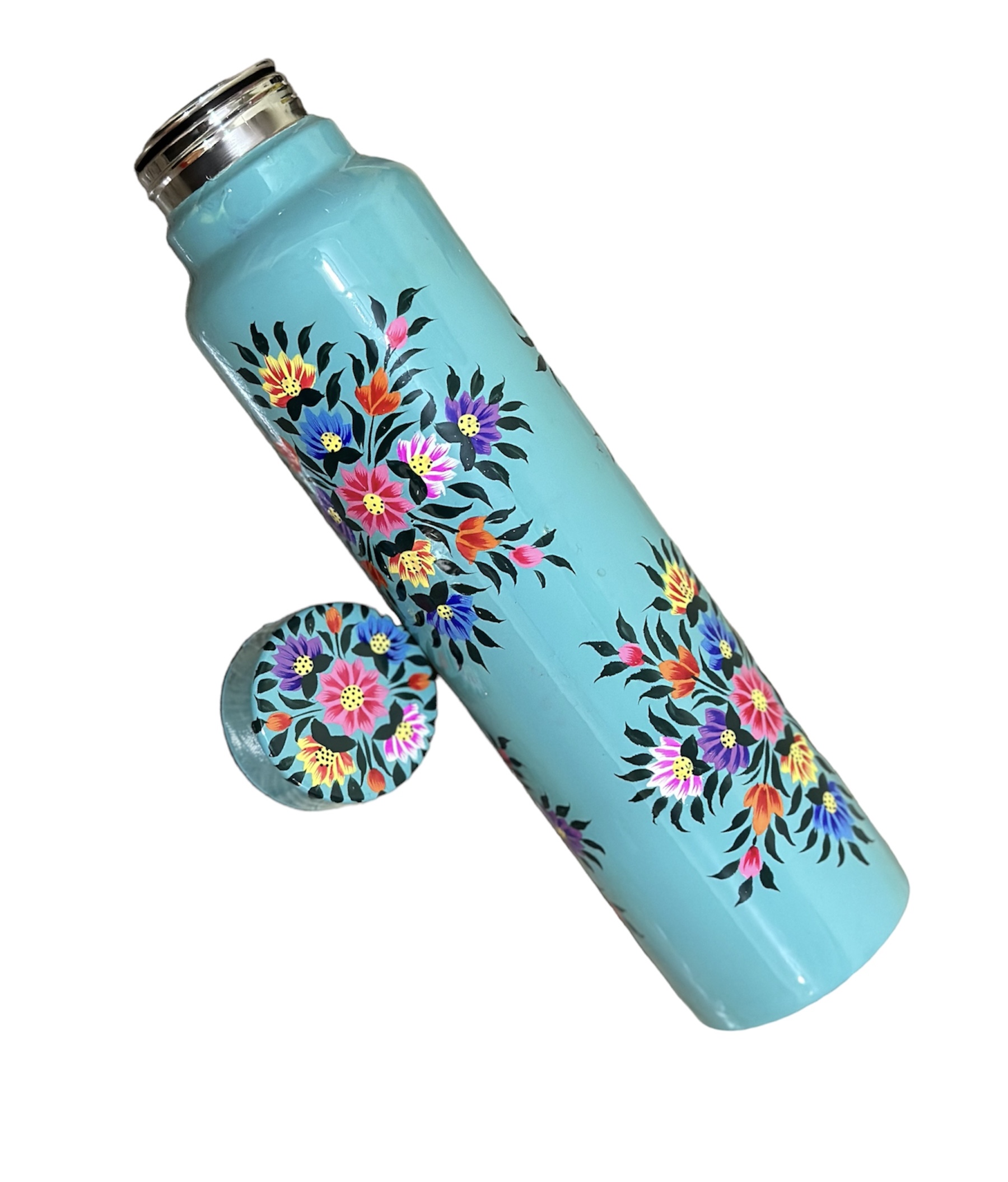 Stainless Steel water bottle, Hand Painted Thermos Flask, Kashmiri enamel ware, Hand painted mugs, hand painted water bottle and steel mugs