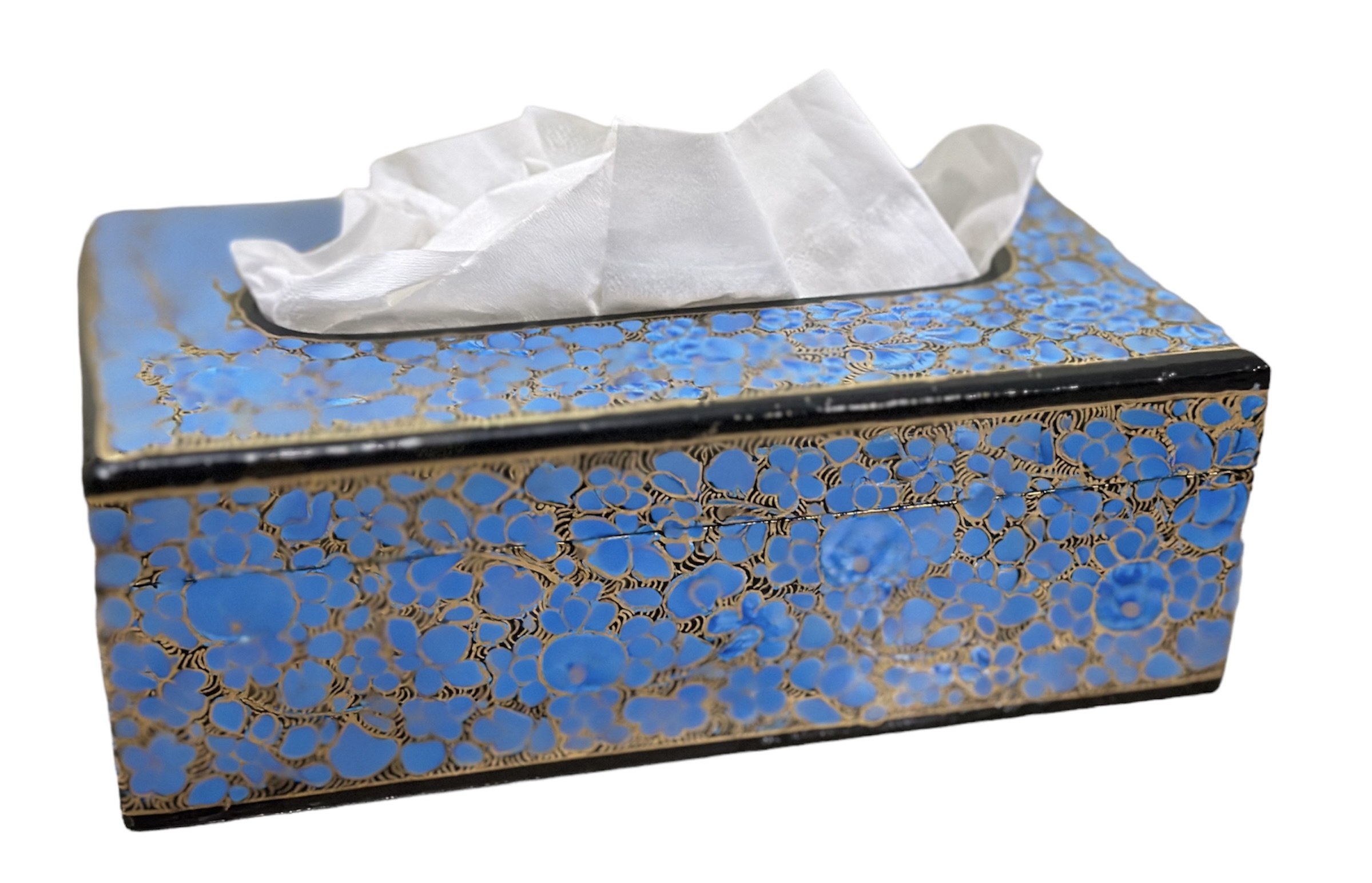 Paper mache tissue box, hand painted tissue holder, biodegradable colorful tissue box 