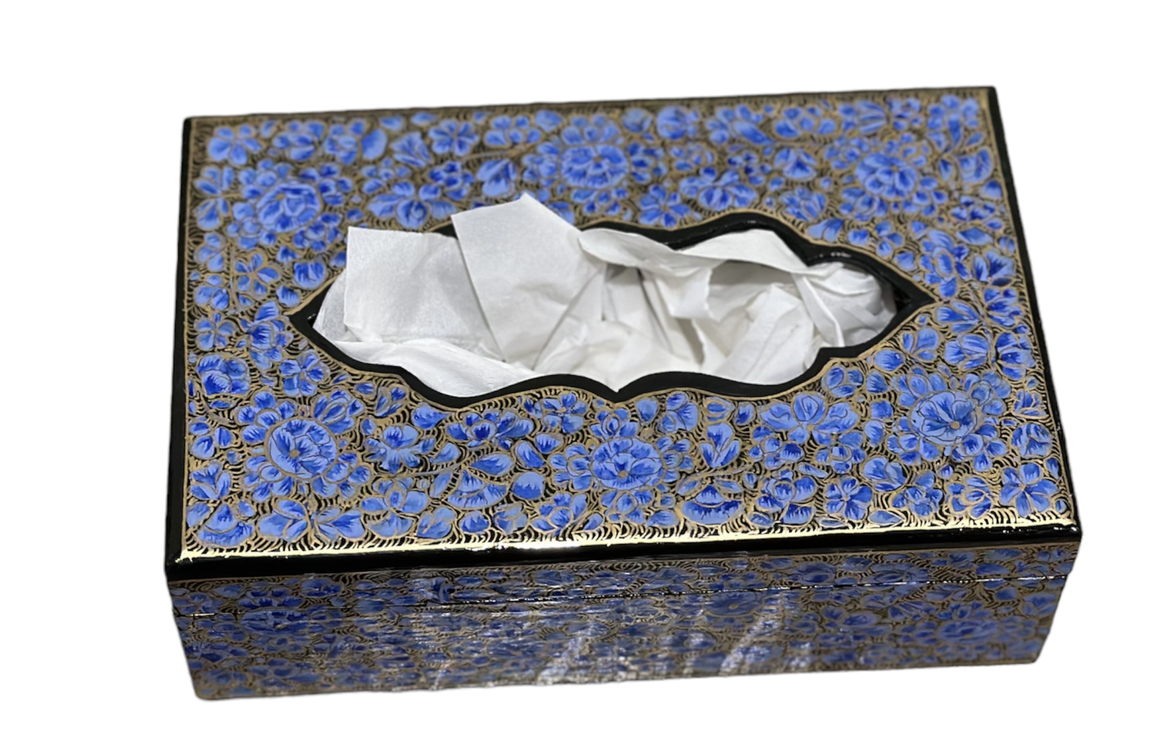 Paper mache tissue box, hand painted tissue holder, colorful tissue paper box