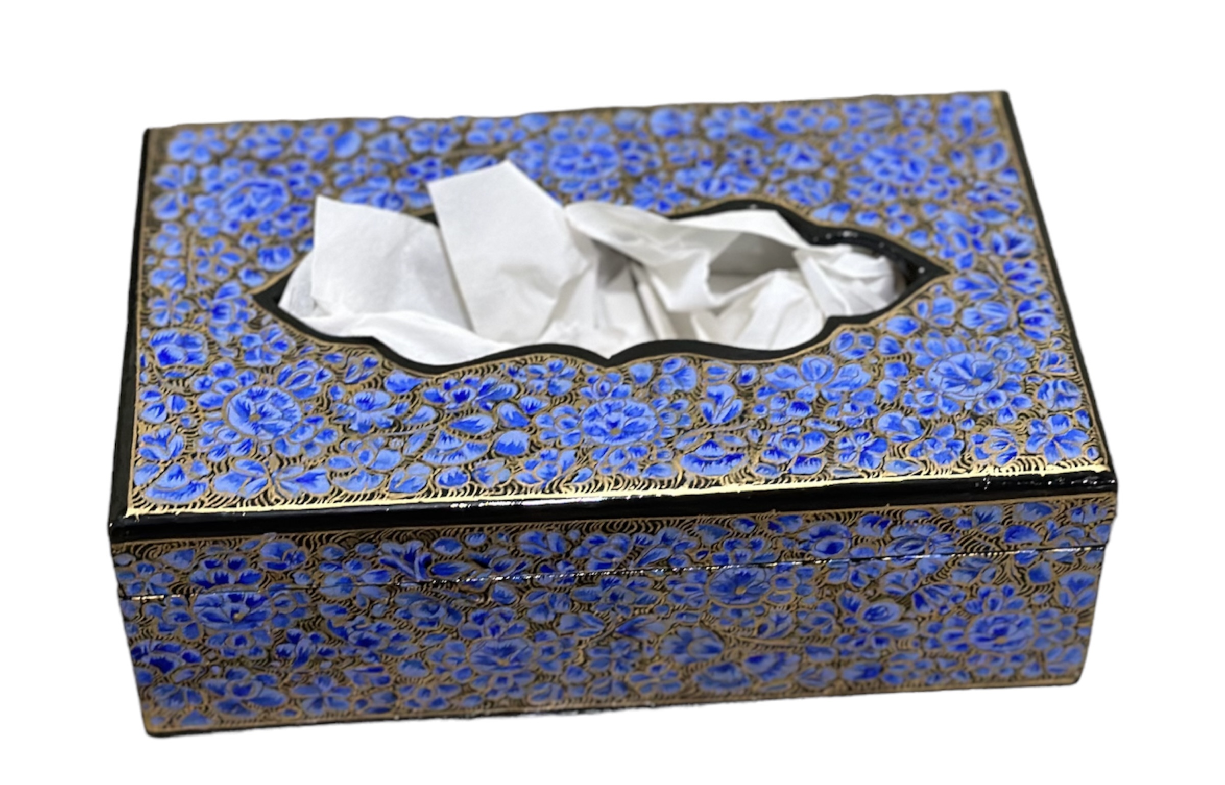 Paper mache tissue box, hand painted tissue holder, colorful tissue paper box
