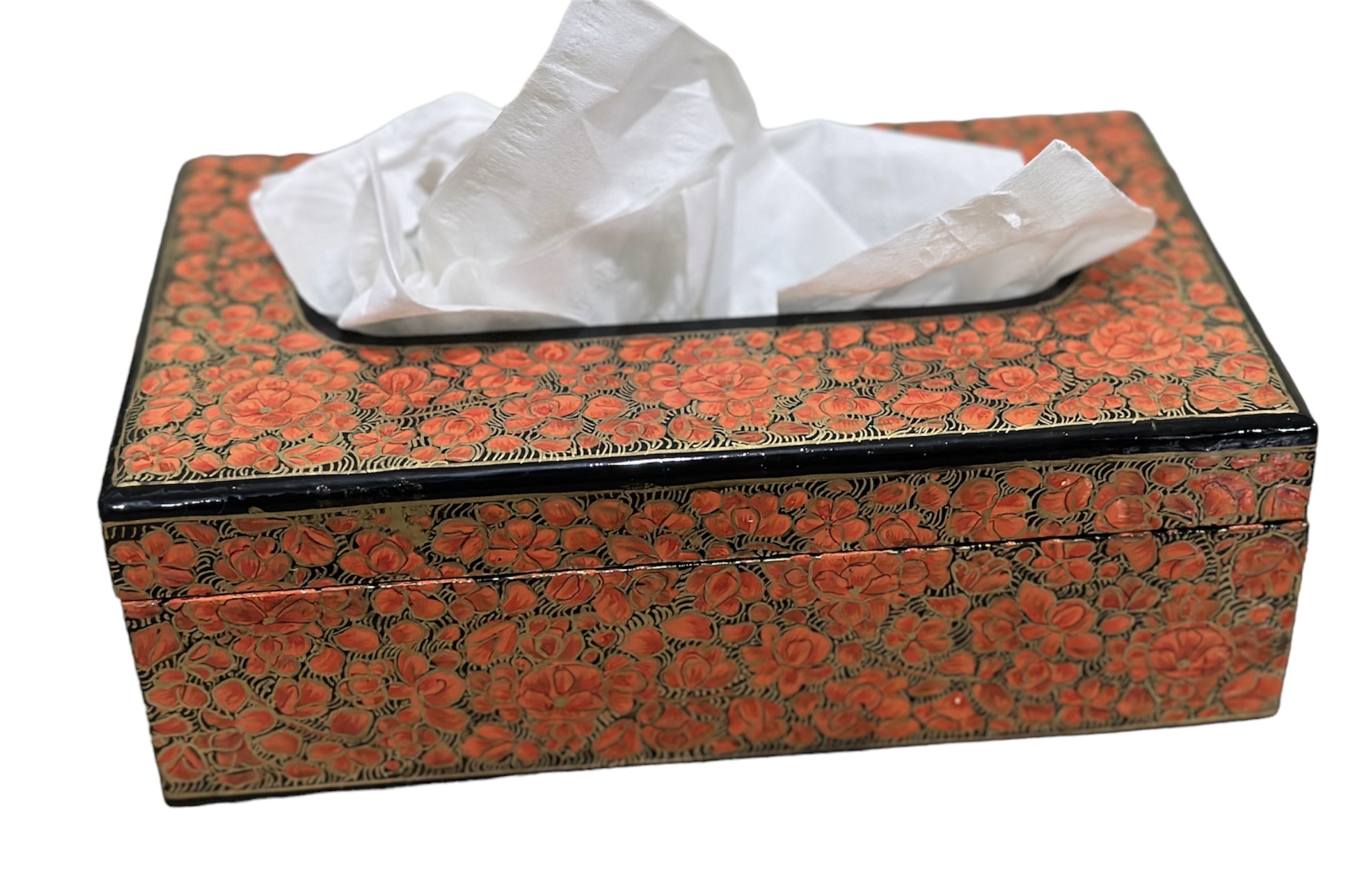 Paper mache tissue box, hand painted tissue holder, colorful tissue box 