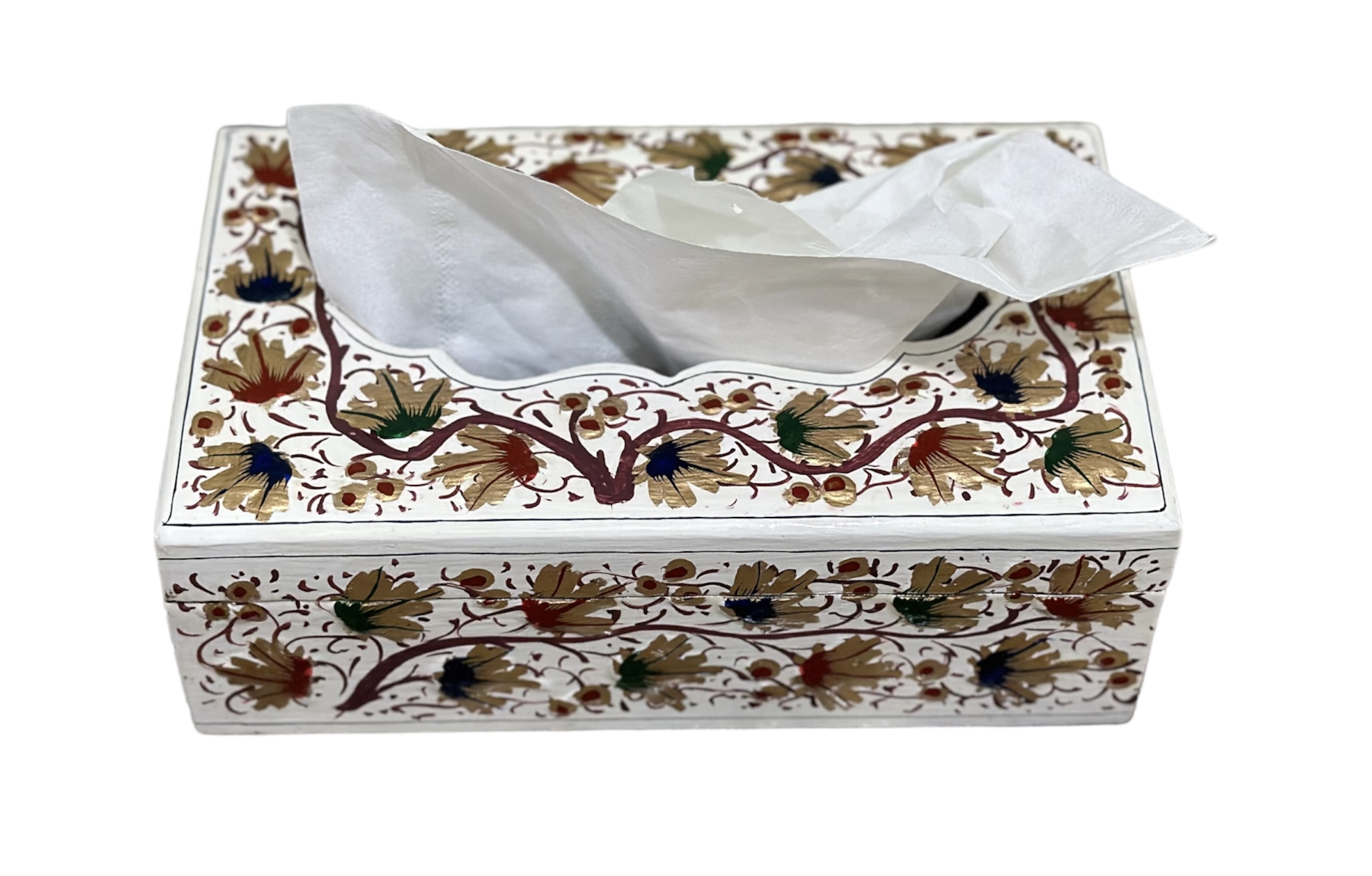 Paper mache tissue box, hand painted tissue holder, colorful tissue box for dinning