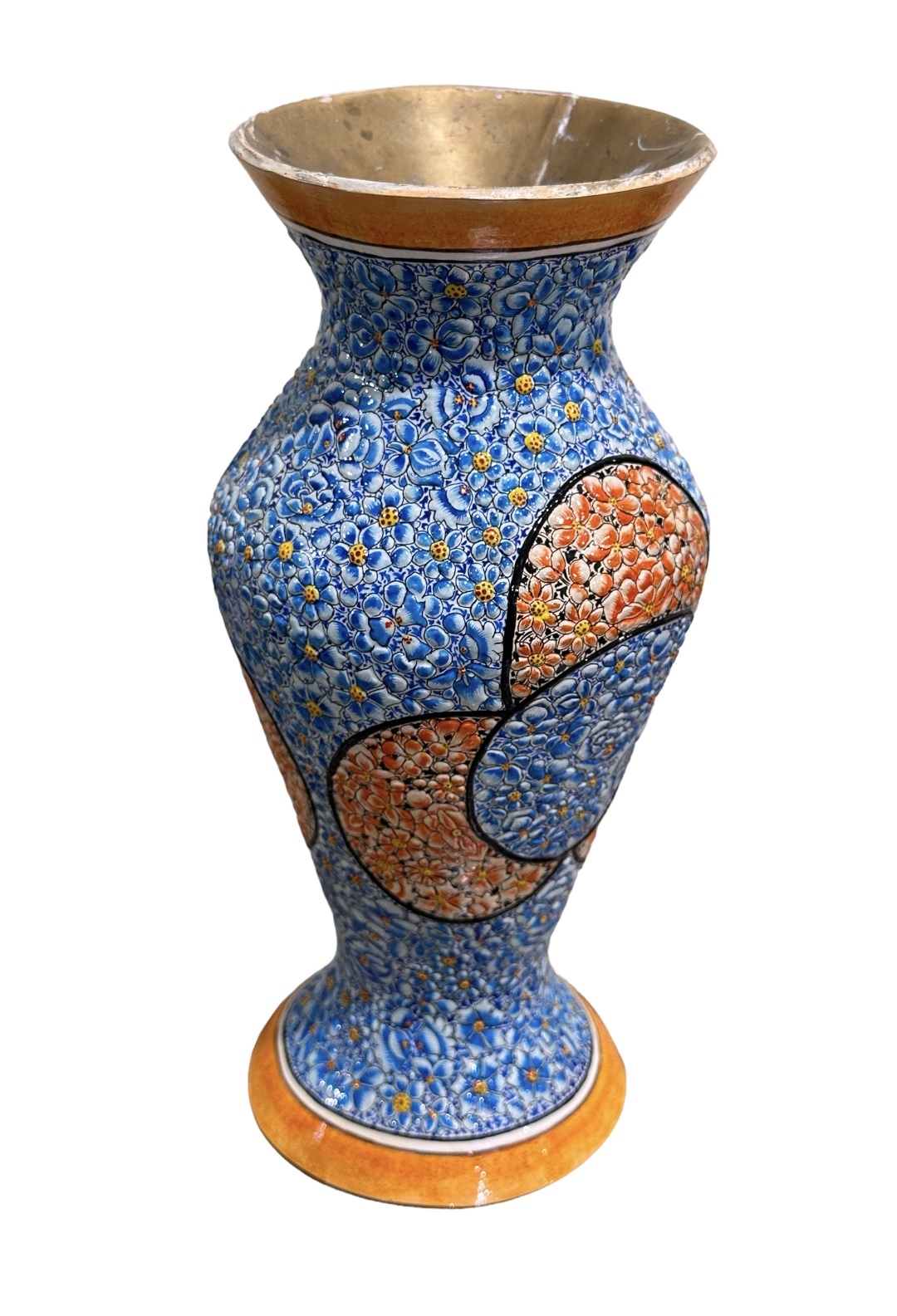 Handmade Kashmiri paper mache flower vase, Hand painted flower vase