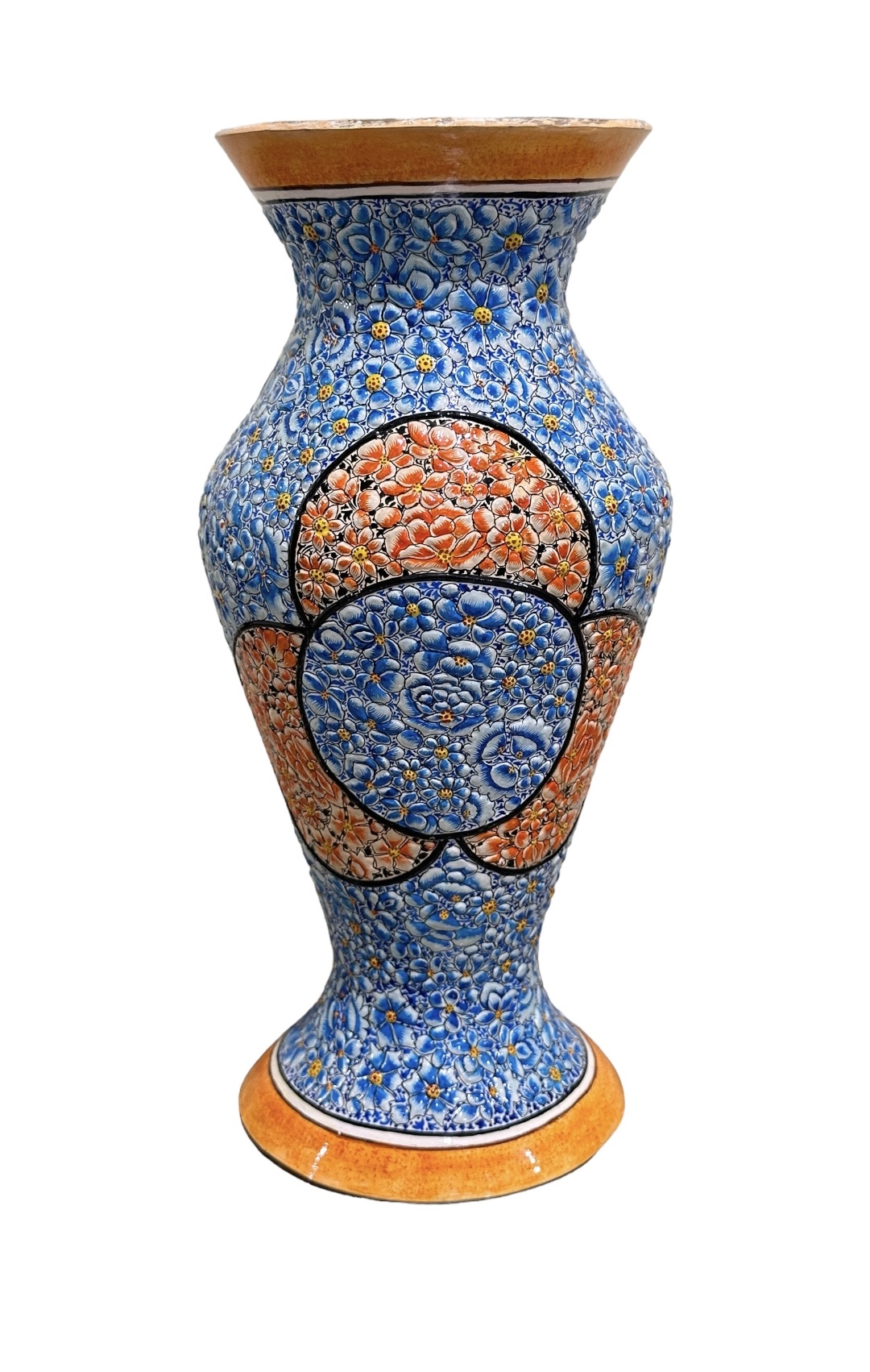 Handmade Kashmiri paper mache flower vase, Hand painted flower vase