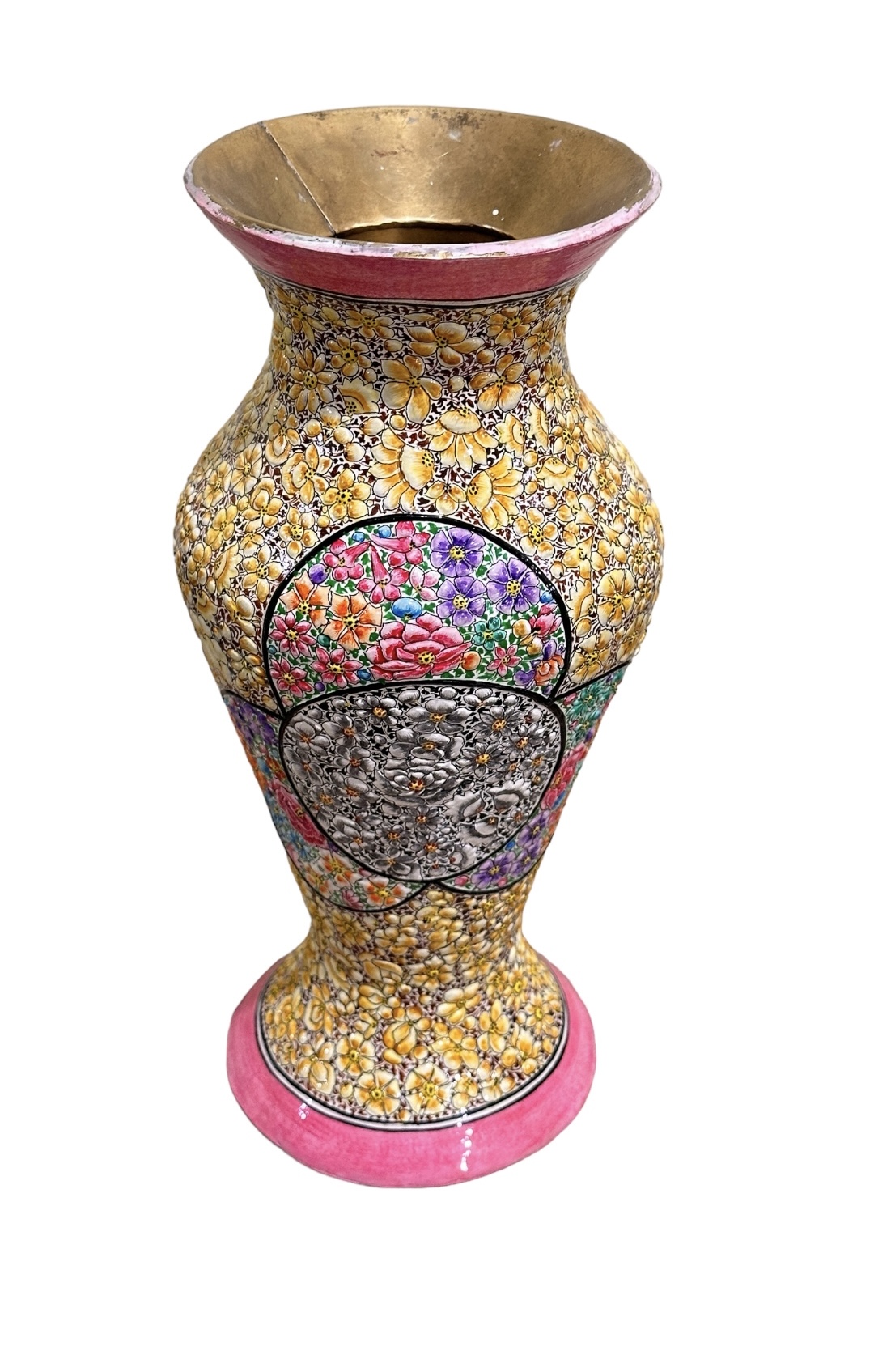 Handmade Kashmiri paper mache flower vase, Hand painted flower vase from Kashmir