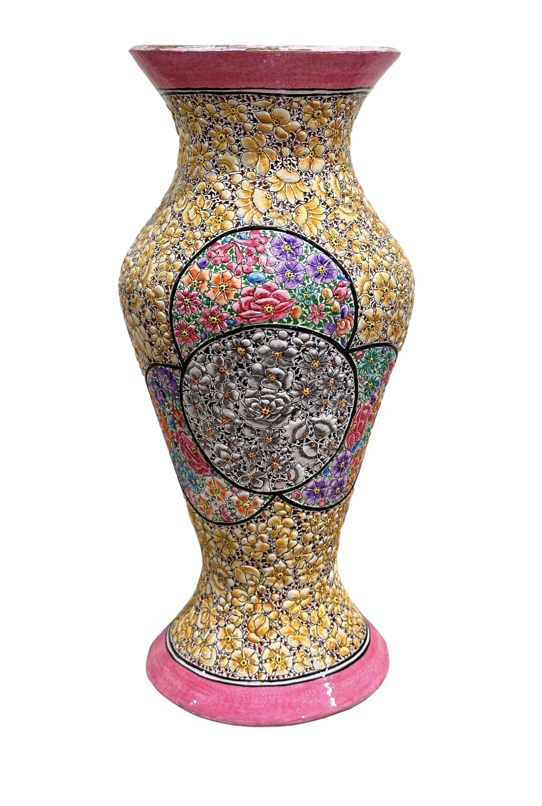 Handmade Kashmiri paper mache flower vase, Hand painted flower vase from Kashmir