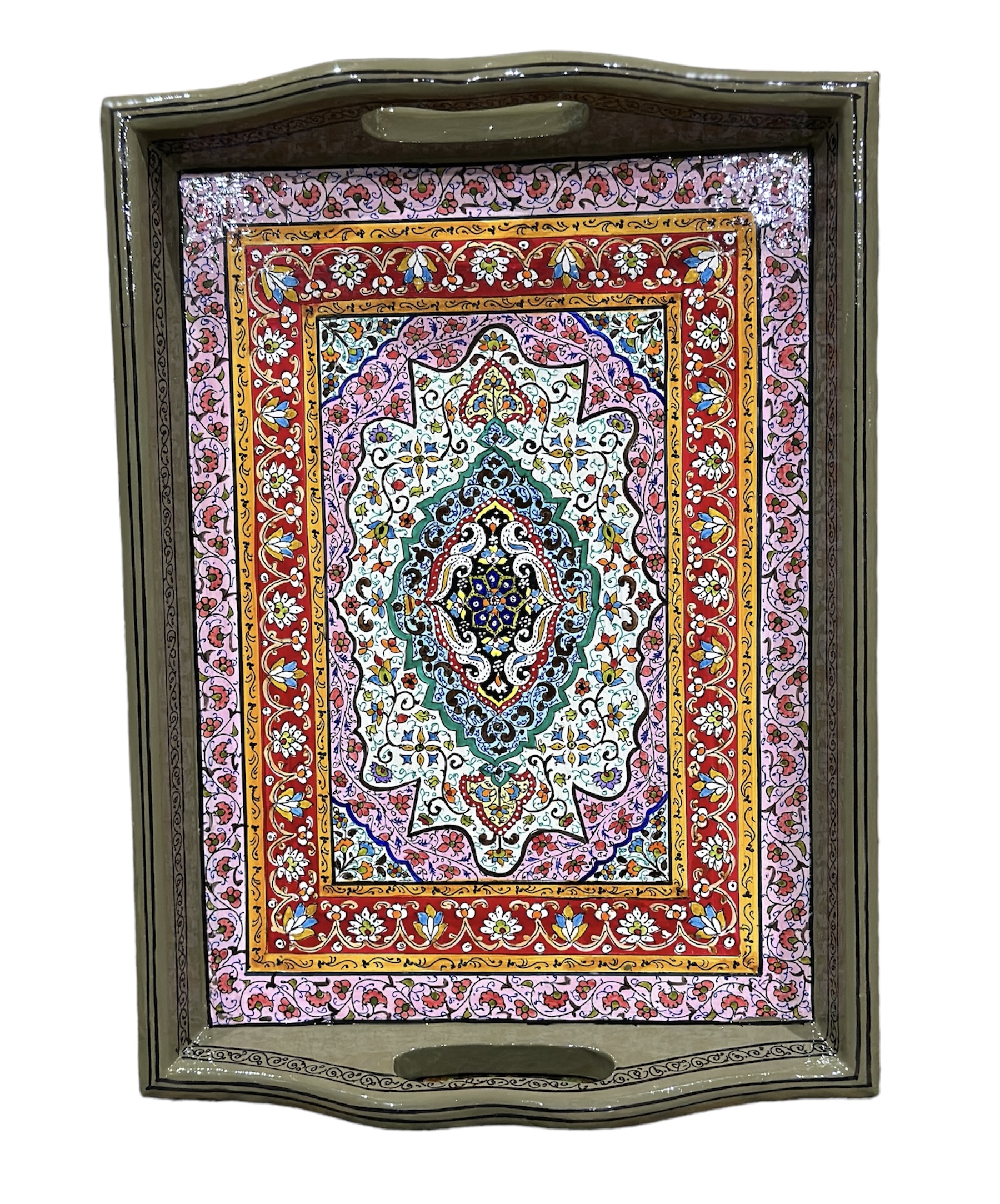 Paper mache tray , handmade trays, Kashmiri Papier Mache Hand painted Tray 