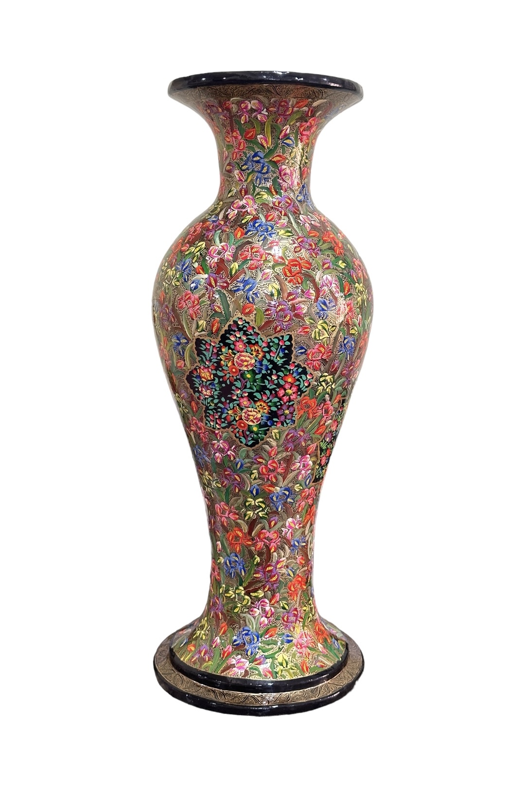 paper mache flower vase Hand Painted Flower Vase . Brass flower vase from Kashmir