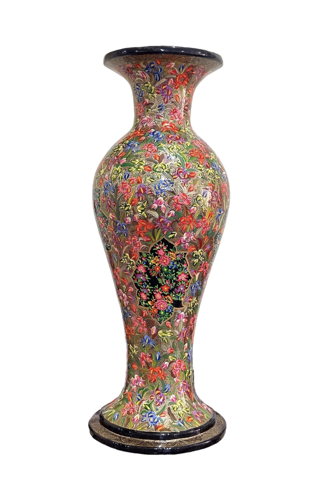 paper mache flower vase Hand Painted Flower Vase . Brass flower vase from Kashmir