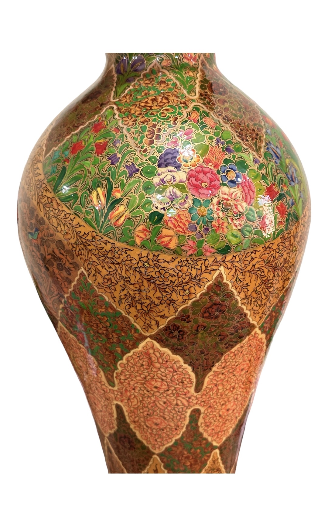 Unique Paper mache flower vase, Hand Painted Antique Flower Vase . Flower vase from Kashmir