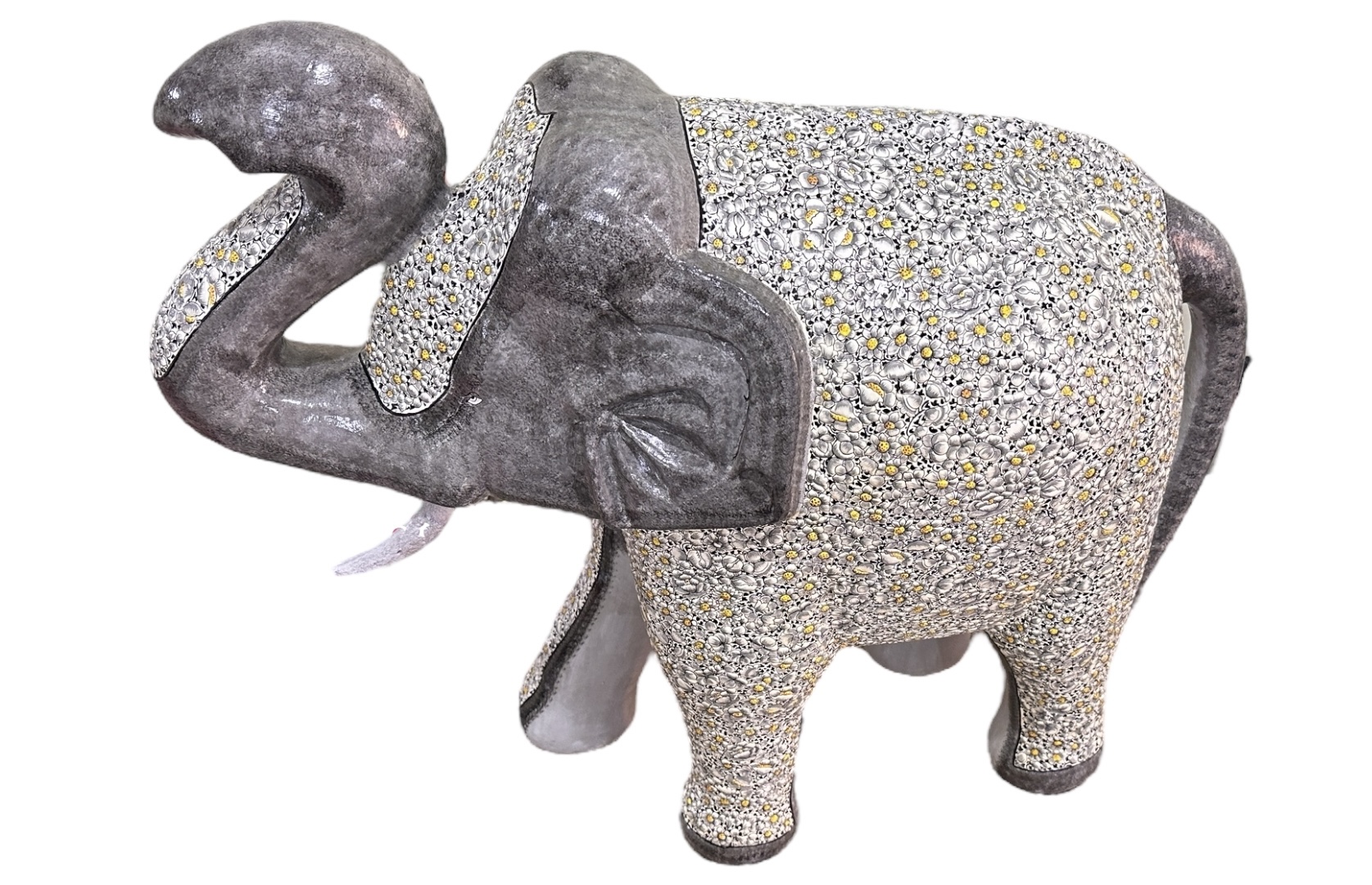 Handmade Elephant Statue, Hand painted elephant sculpture, Elephant statue. Paper Mache elephant sculpture ,hand painted elephant, 55.88 cm