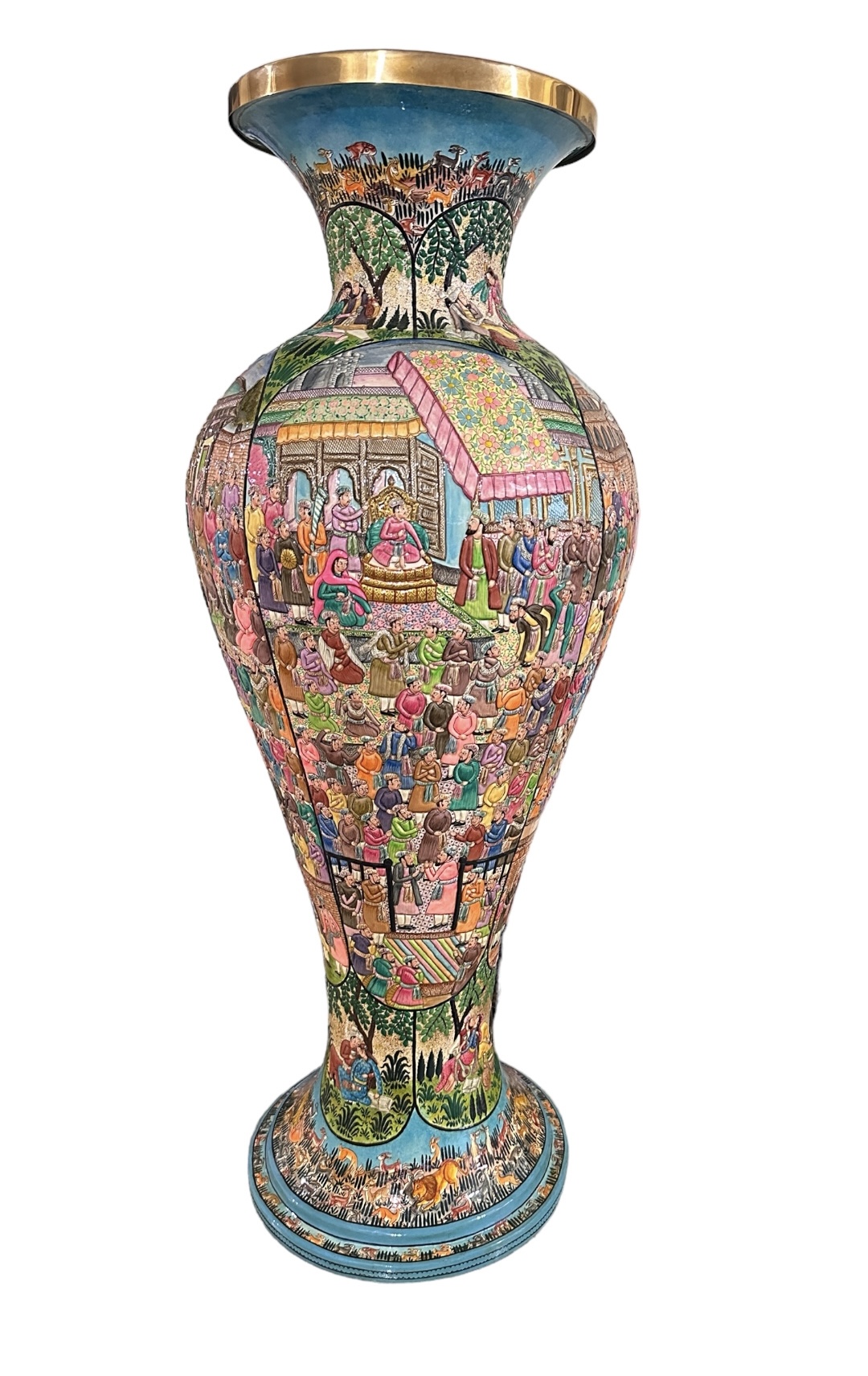 Mughal Design Paper mache flower vase, Hand made Flower Vase . Flower vase handmade from Kashmir