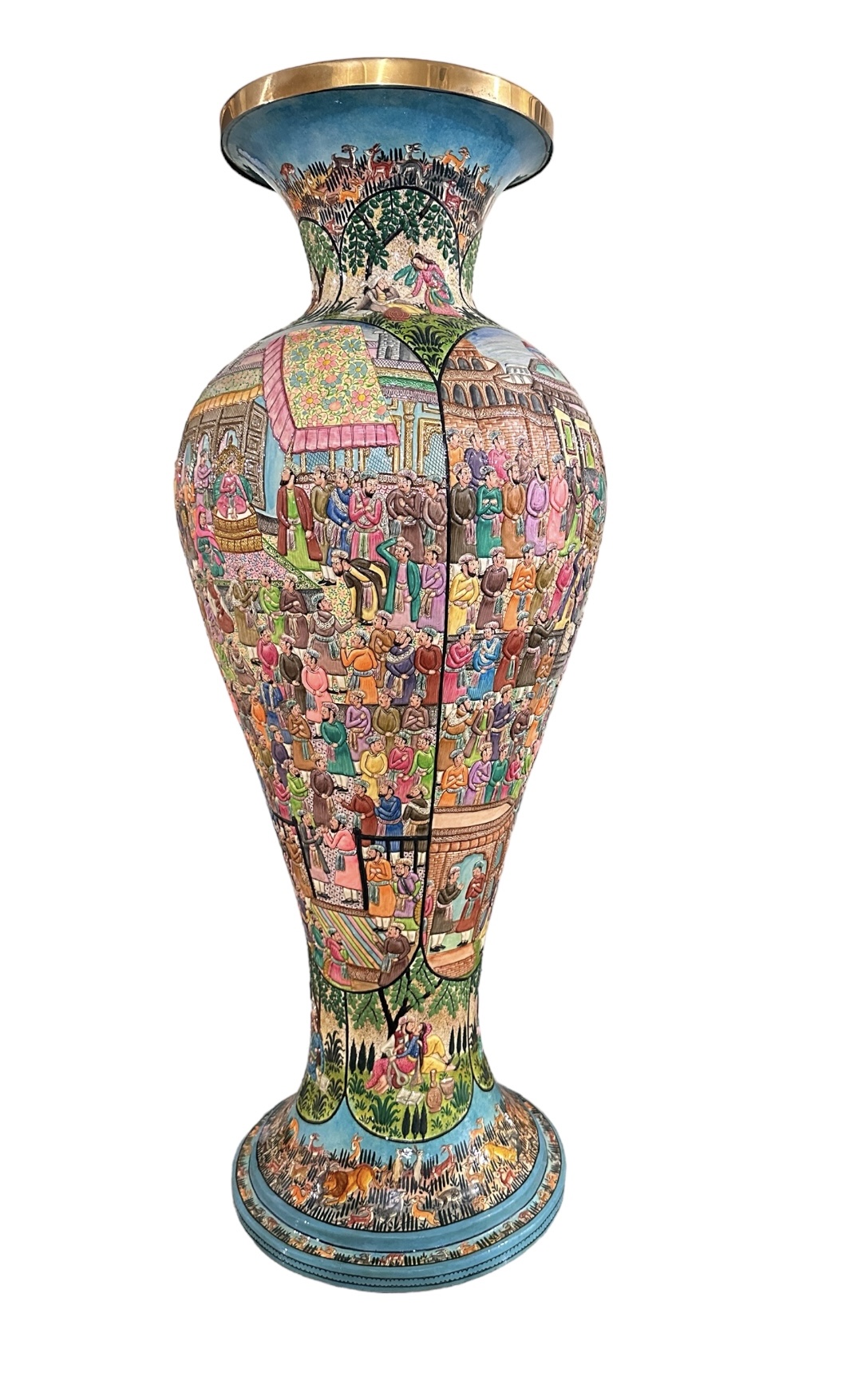 Mughal Design Paper mache flower vase, Hand made Flower Vase . Flower vase handmade from Kashmir