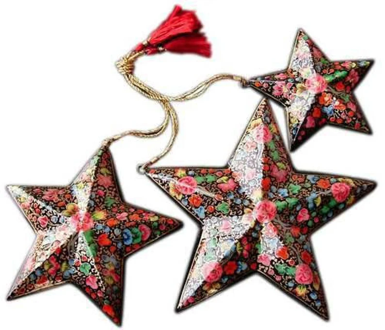Hanging Star for christmas,paperMache star,Handmade christmas decorative,Hanging christmas ornament,handmade christmas tree decorative