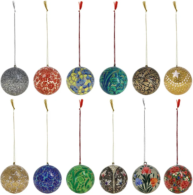 Paper mache christmas decoration, Set of 6 ,Handmade PaperMache Ball, Handmade Christmas Ornament, Handmade Christmas Bauble, handmade hanging bauble