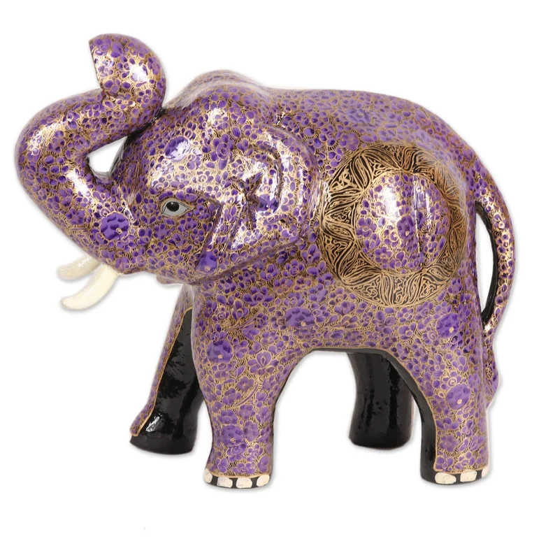 Kashmiri Papier mache elephant statue, 8 inch elephant , handmade sculpture, Elephant Sculpture, Royal elephant, handpainted, free shipping