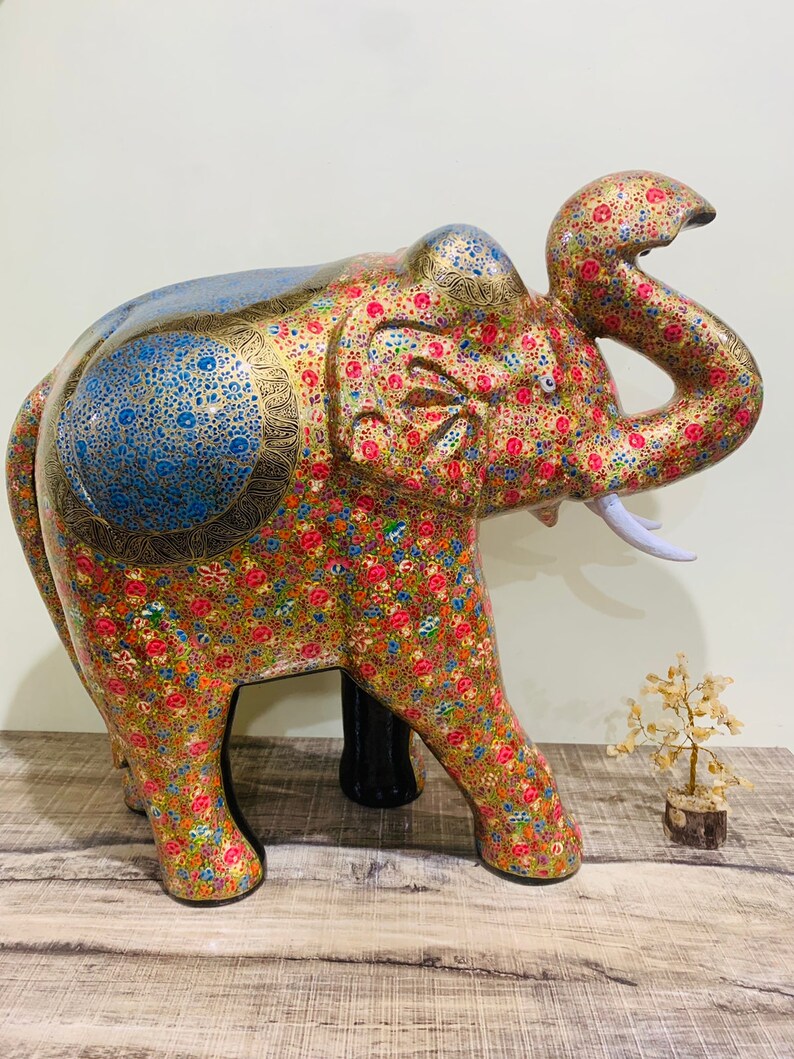 Handmade Elephant Statue, Hand painted elephant sculpture, Elephant statue. Paper Mache elephant sculpture ,hand painted elephant, 55.88 cm